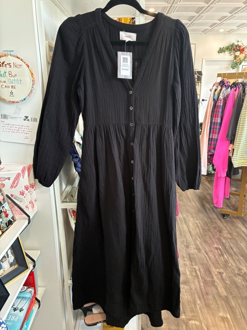 Xirena Women's Black Button-Front Midi Dress